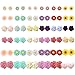 36 Pairs Mix Pearls Ball Daisy Rose Flower Assorted Earrings Studs Set, Hypoallergenic (36 Flowers)