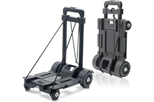 GAORUI Foldable Plastic Folding Cart Lightweight Folding Shopping Trolley Mini Luggage Hand Truck for Travel Shopping Moving Office Use (4-Wheels)