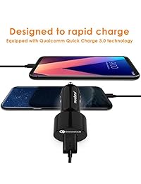 Quick Charge 3.0 Cargador de coche con doble Puertos para Samsung Galaxy S9 S9 + S8 S8 +, Note 8 y más (negro)