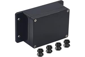 Otdorpatio Junction Box IP65 Waterproof ABS Plastic Electrical Project Case Power Junction Boxes, Project Box with Fixed Ear Black 4.53x3.54 x2.17 inch (115 x 90 x55 mm)