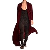 COOFANDY Men's Lightweight Ruffle Shawl Collar Cardigan Open Front Long Length Drape Cape Overcoat