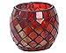 AWEVILIA Handmade Red Orange Mosaic Glass Bowl Candle Holders Votive Tealight Candleholders Home Decor Christmas Party