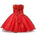 NNJXD Girl Sleeveless Lace 3D Flower Tutu Holiday Princess Dresses Size 7-8 Years Red