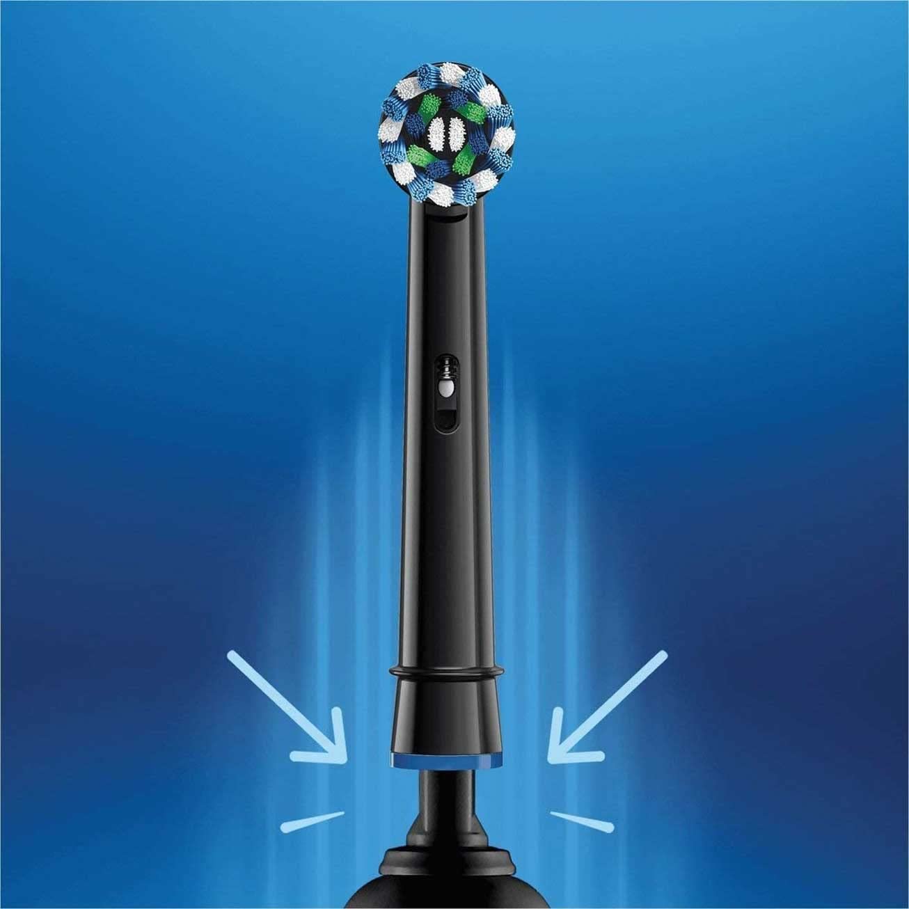 Oral-B Crossaction Electric Toothbrush Replacement Brush Head Refills, Black , 4 Count (Pack of 1)