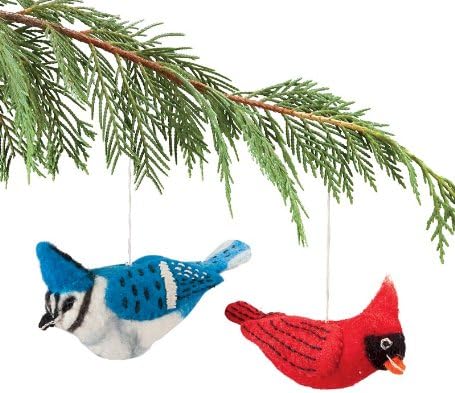 Wild Woolie Diminutive Wool Felt Bird with Vividly Colored Plumage, Goldfinch