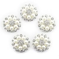 ULTNICE Faux Pearl Flower Buttons Embellishments for Craft Buttons Pack of 10