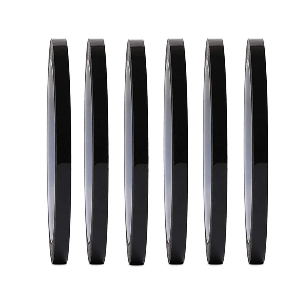 Fodattm 6 Rolls Graphic Art Thin Tape Self-Adhesive Artist Tape Grid Marking Tapes Whiteboard Gridding Tape Dry Erase Tape 72 Yard Per Roll (Black, Width：5mm)