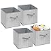 mDesign Soft Fabric Nursery/Playroom Closet Storage Organizer Bin Box with Front Handle for Cube Furniture Shelving Units - Holds Toys, Clothes, Diapers, Bibs - Lido Collection - 4 Pack - Gray