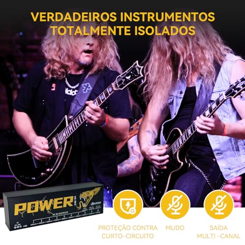 VEDO VD-SK3 Fonte de Alimentação para Pedal de Efeito de Guitarra com 10 Saídas Isoladas (9V, 12V, 18V) Proteção contra Curto-Circuito e Sobrecorrente - Fonte Estável para Pedais de Guitarra 110V-240V