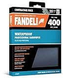 Fandeli 36001 400 Grit Waterproof Sandpaper Sheets, 9"  x 11", 25-Sheet