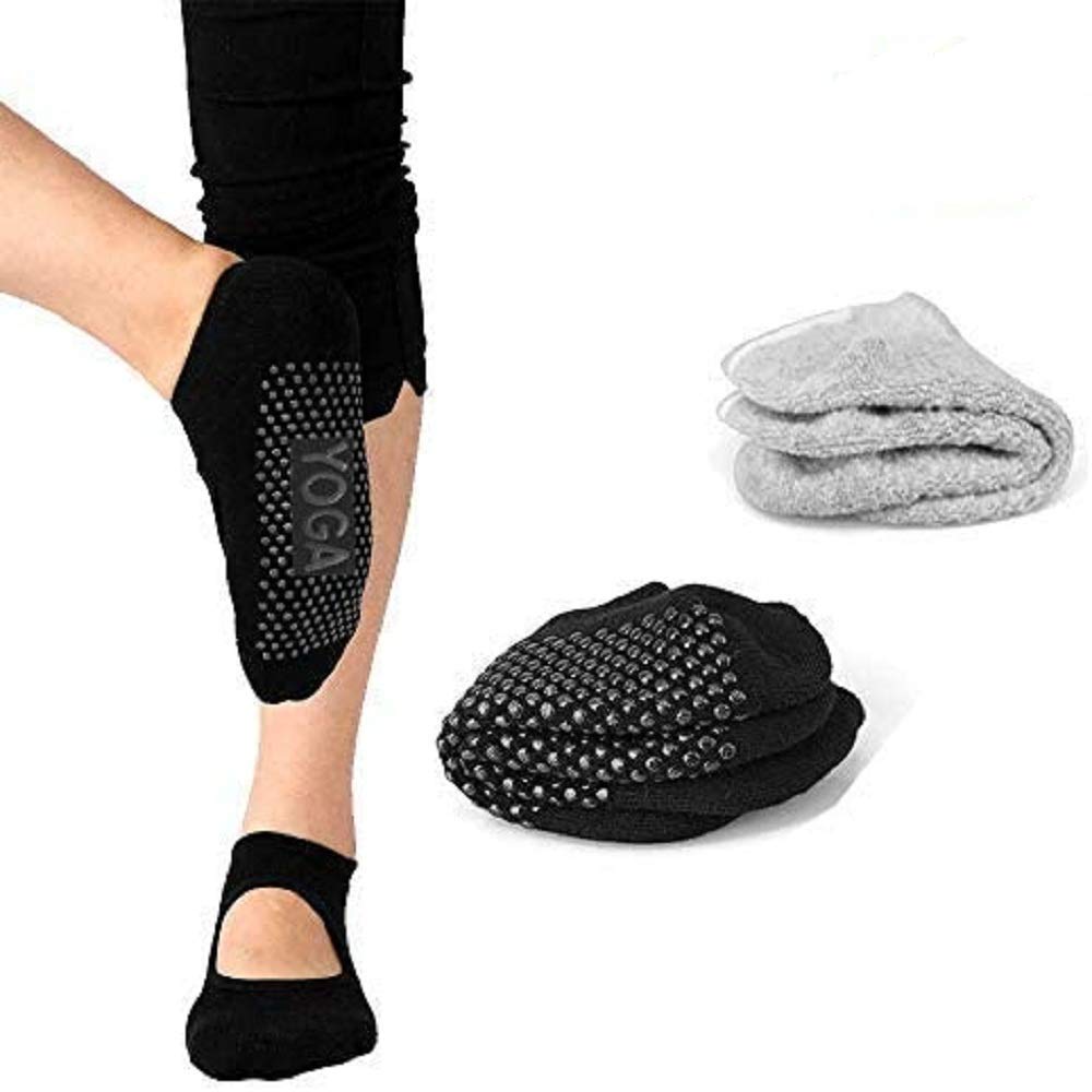 Women Yoga Socks 2 Pack Non Slip Non Skid Fitness/Dance Barre/Ballet/Maternity Grip Socks