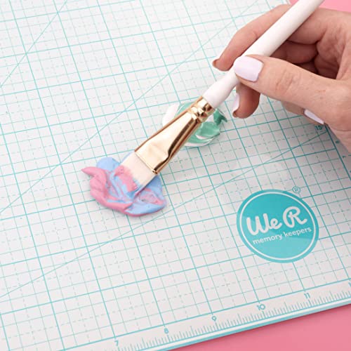 We R Memory Keepers Glass Cutting Mat, White, Sturdy Craft Work Surface, Easy Cleanup, Measuring, Draw Straight Lines, Good for Polymer Clay, Ink, Paint, Card Making, Paper Cutting, and More