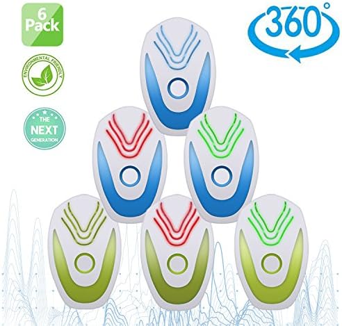 Tomu Ultrasonic Pest Repeller for Bugs and Insects, Mice Repellent to Repel and Prevent Mouse, Ant, Mosquito, Spider, Rodent, Roach,Child and Pets Safe Control (6 Colorful) (6 G+B)