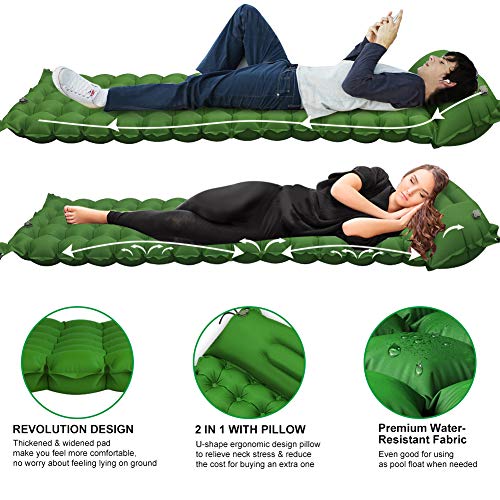 Sleeping Pad for Camping Backpacking, Thickened 3.7" & Widened 27.5" Ultralight Compact Camping Pad with Pillow Lightweight Air Mattress Inflatable Sleeping Mat for Hiking, Travelling, Biking - Thumbnail 4