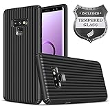Eaglecell - Compatible with Samsung Galaxy Note 9 SM-N960 Note9 - Hybrid Case + Tempered Glass Screen Protector - ZY2 Black