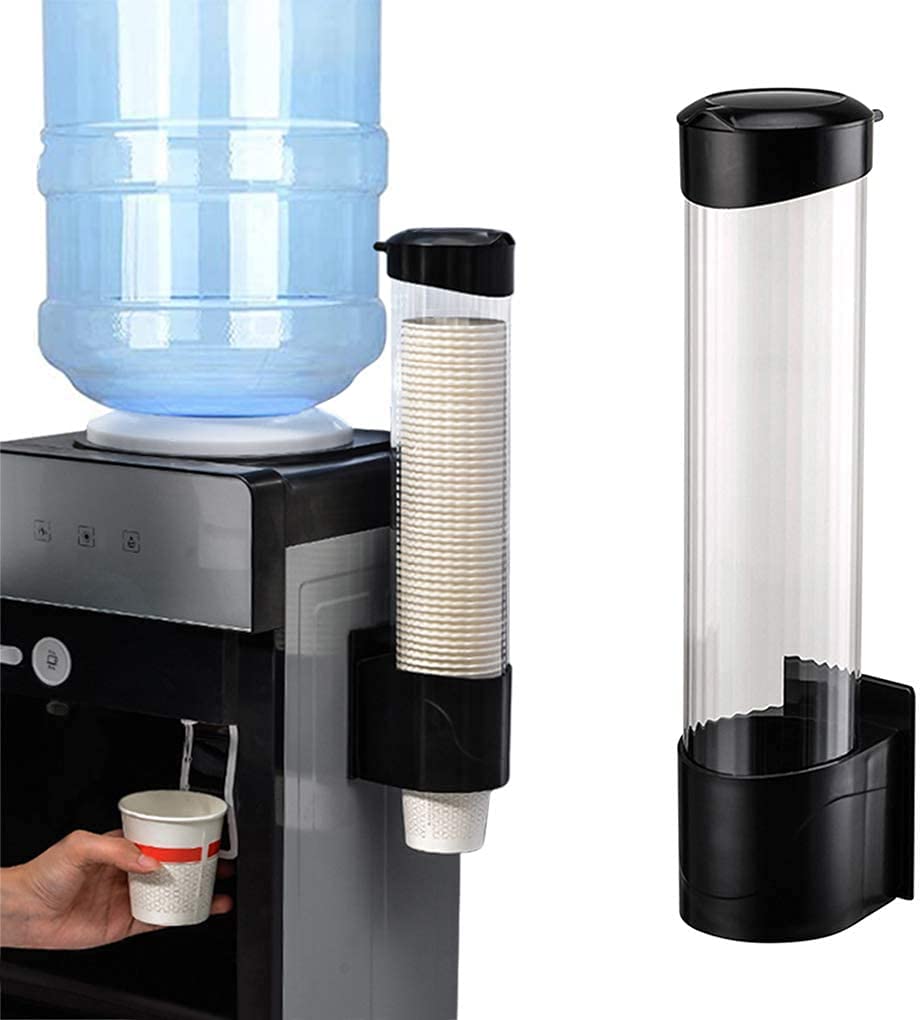 OKBY Wall Mounted Cup Dispenser – 60-80 Plastic One Touch Door Button (Colour : Black)