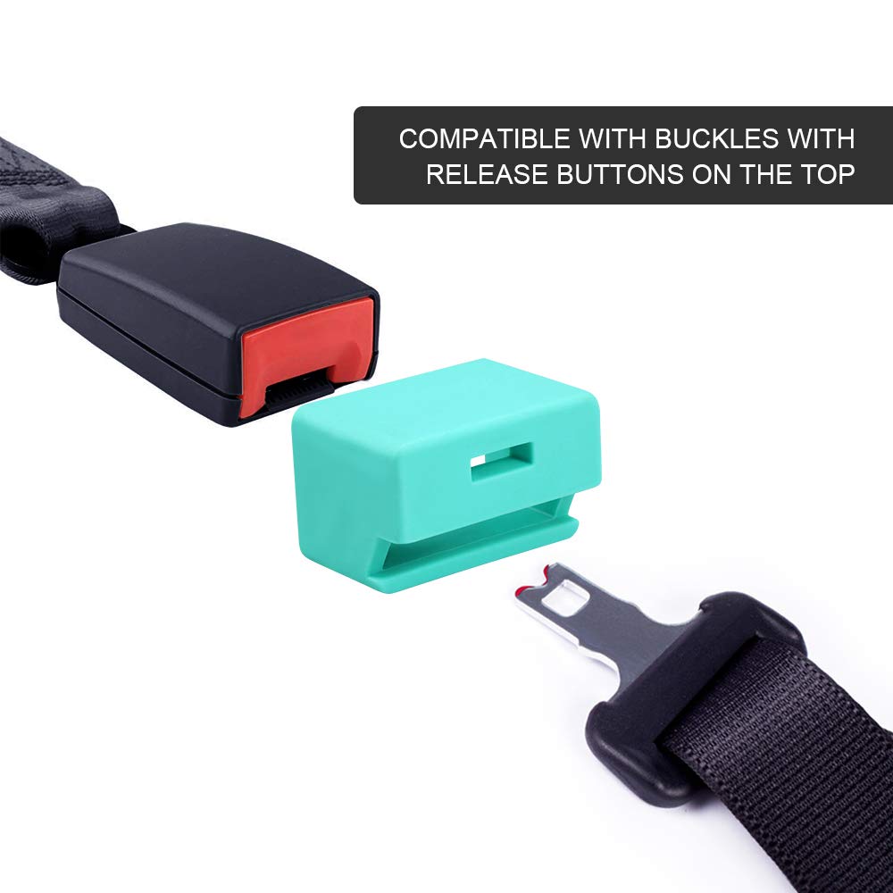 Morlike Silicone Seatbelt Secure Buckle Safety Cover Lock | Keep Children Safe in Car Seat and Prevent Kids from Accidentally Unbuckling | Buckle Guard Fits Almost Vehicles (Light Blue, 2 Pack)