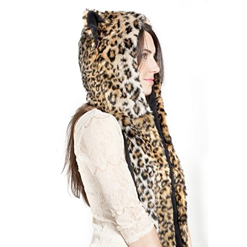 in Cartoon Full Animal Faux Fur Hood Hoods with Ear Flaps