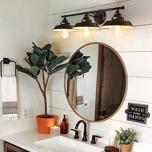 Farmhouse Rest room Self-importance Wall Mild Fixture Darkish Bronze, Industrial Rustic Type 3-Mild Self-importance Wall Sconce, Classic Wall Mount Lamp for Rest room, Bed room, Self-importance Mirror, Cupboards, Dressing Desk