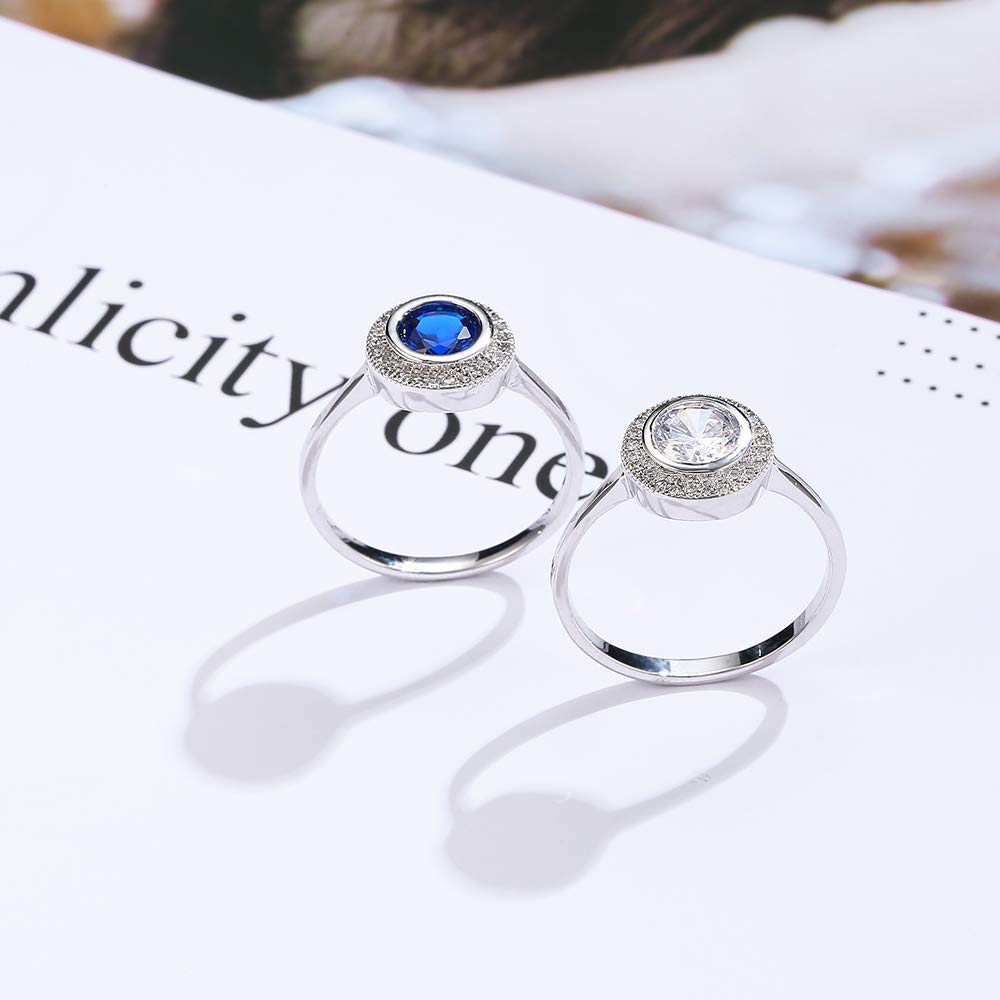 dnswez Bezel Setting Austrian Crystals Rings for Women Wedding Bridal Jewelry Classic Trendy Design Ring Size: 10