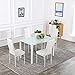 Bonnlo Dining Table with Chairs Dining Set for 4 Kitchen Dining Room Table and 4 Chairs White Glass Dining Table with PU Leather Chairs,White