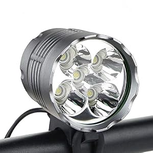 WASAGA Bike Lights, 6000 Lumens 5 LED Bicycle Light,Waterproof Mountain Bike Front Light with Rechargeable Battery Pack…