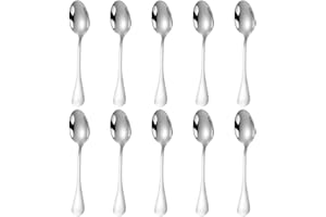 10Pcs Stainless Steel Tiny Seasoning Spoons 3.54" Small Soup Condiment Scoop Demitasse Espresso Spoon Mini Tea Little Teaspoo