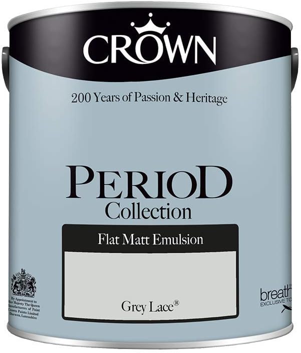 Crown Retail Period Matt Grey Lace 2.5 Litre Paint - Muted Heritage Shades