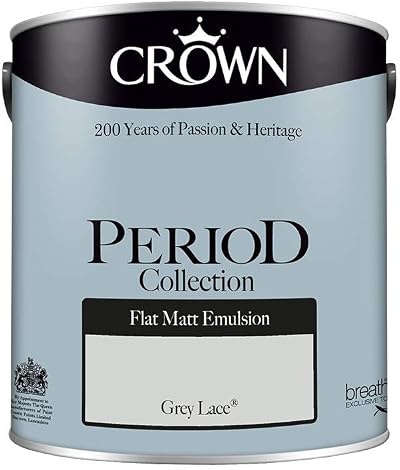 Crown Retail Period Matt Grey Lace 2.5 Litre Paint - Muted Heritage Shades
