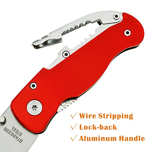 Meccion Folding Pocket Utility Knife With Wire Stripping Design - Heavy Duty Box, Wallpaper, Carpet Cutter, Manual Cutting Knife Tools With 10pcs Double-sided Replace Blades - Thumbnail 2