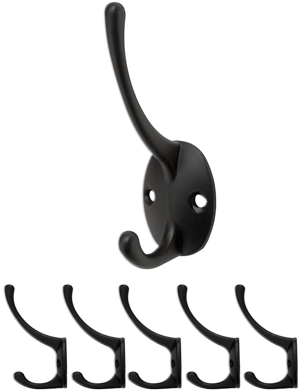 Fuxxer Antique Hook for Coats / Towels / Clothes / Hats, Cast Iron Vintage Cottage Retro Design, Bronze Colour, Set of 5 in black