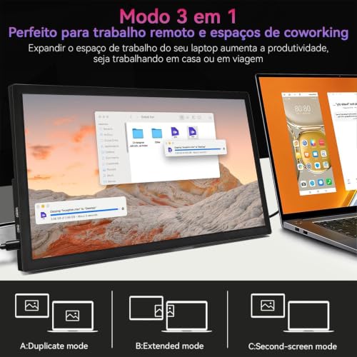 Monitor portátil de 15,6 polegadas, Conectividade USB-C HDMI Full HD 1080P e alto-falantes integrados, Monitor gamer presentes para meninos