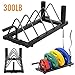 Yaheetech Horizontal Barbell Bumper Plate Rack Holder Olympic Bar Storage Rack with Handle and Wheels，Blackthumb 2