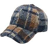 WITHMOONS Winter Warm Check Baseball Cap Faux Lamb Wool Teddy Fleece Adjustable Outdoor Cap YZ10223