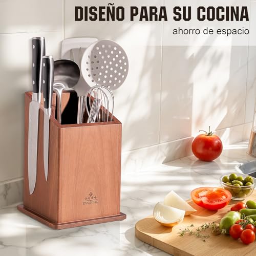 ENOKING Magnetic Kitchen Knife Holder, Acacia Wood Kitchen Knife Holder, Extra Large Kitchen Utensil Holder for Knives and Kitchen Utensils