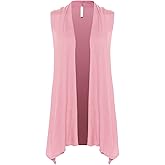Design by Olivia Women's Sleeveless Open Front Draped Cardigan Vest Lightweight Cool Coat