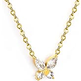 Unurgoonit Butterfly Pendant Necklace for Women, 18K Gold Plated Dainty Chain with Clear Cubic Zirconia, Adjustable Gift Jewelry