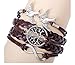 Most Beloved Vintage Style Brown Leather Rope Tree Branches Love Birds Infinity Love Bracelet