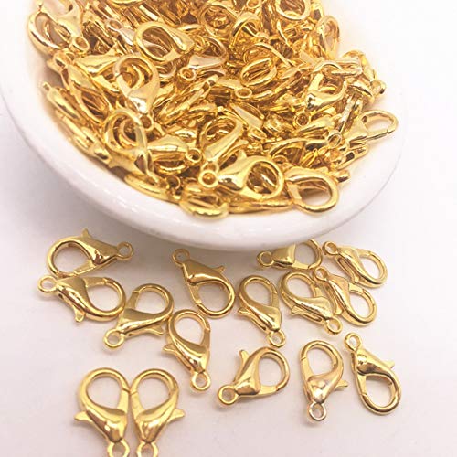 ZHONGJIUYUAN 500-PACK (Gold Color) Jewelry Making Loose Lobster Parrot Clasp Claw for DIY Necklace Bracelet 12x7mm