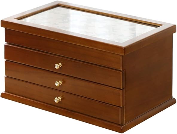 Caja De Reloj De Madera De Cuatro Capas De Cajón De Almacenamiento De Joyero Con Bloqueo