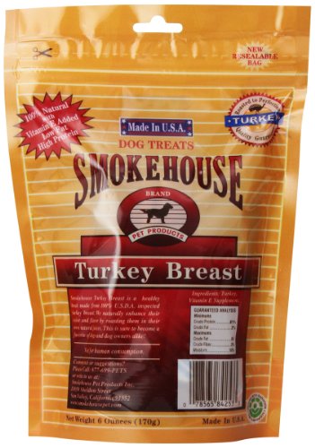 Smokehouse 100-Percent Natural Turkey Breast Dog Treats, 6-Ounce