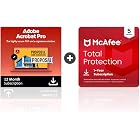 Adobe Acrobat Pro + McAfee Total Protection 5-Device Software Bundle | Create, Edit, E-Sign PDFs | Antivirus Software, Scam P