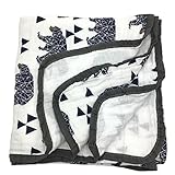 HGHG Bamboo Cotton Muslin Stroller Blanket - 4 Layers Muslin Cotton Blanket Bear Print So Cute (Bear, Large)