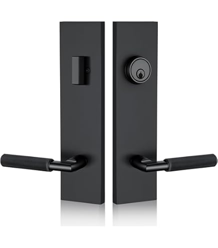 SNBTLA Matte-Black Front Door Handle - Modern Entry Door Lock Set