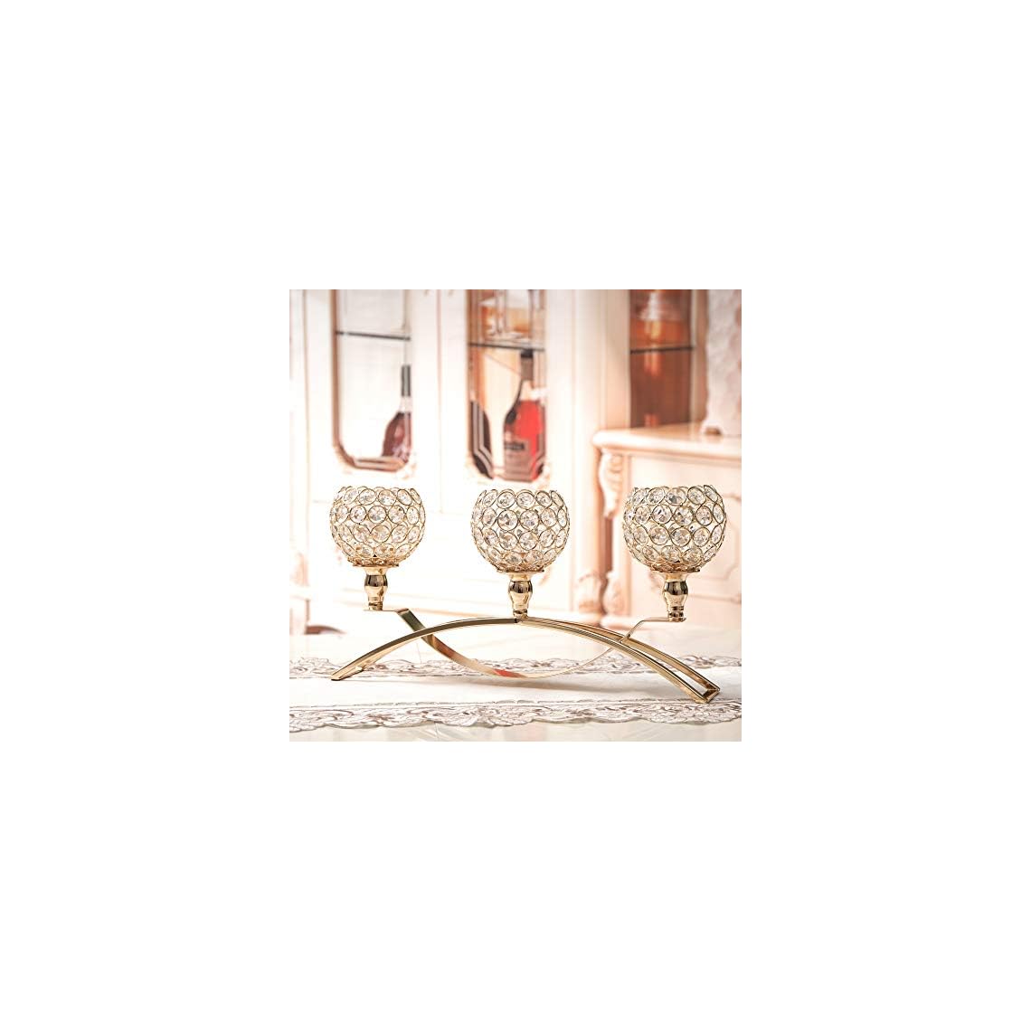 VINCIGANT Gold Crystal Candle Holders,3Candle Candelabras,（Gifts Boxed
