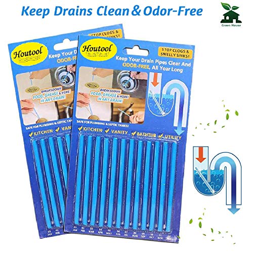 Drain Cleaner Sticks and Deodorizer - Pipe Cleaner Stick Garbage Disposal Deodorizer Fresh & Odor Free and Prevent Clogs Sink Cleaner for Toilet Drain Kitchen Sewer Septic Tank Safe As Seen On TV