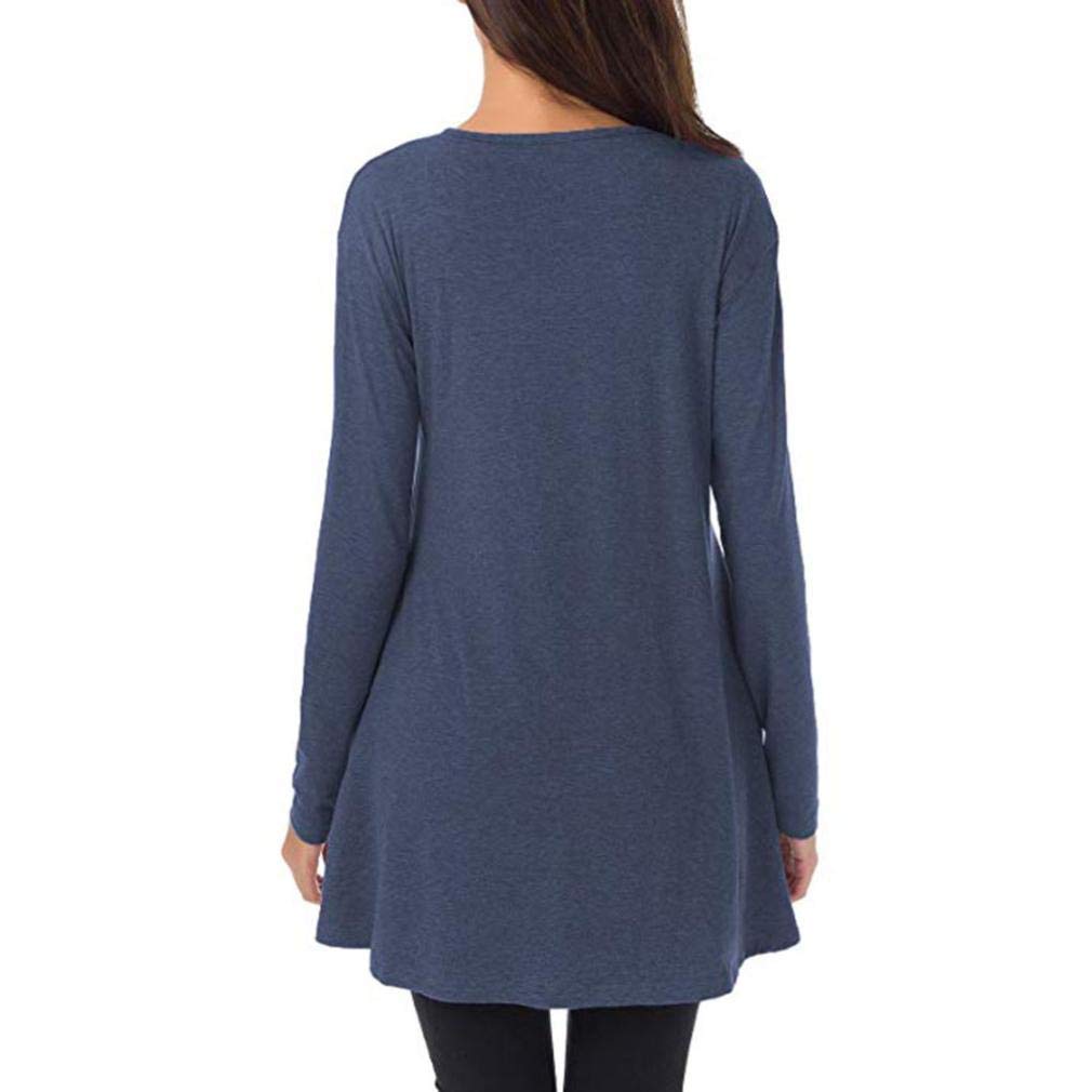 Dress Shirts for Women Casual Long O-Neck Sleeve Loose ...