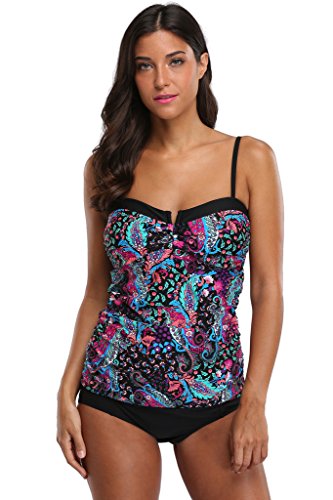 Charmleaks Women's tankini set swimsuits for women ruffle tankini top with short Charmleaks Women's tankini set swimsuits for women ruffle tankini top with short
