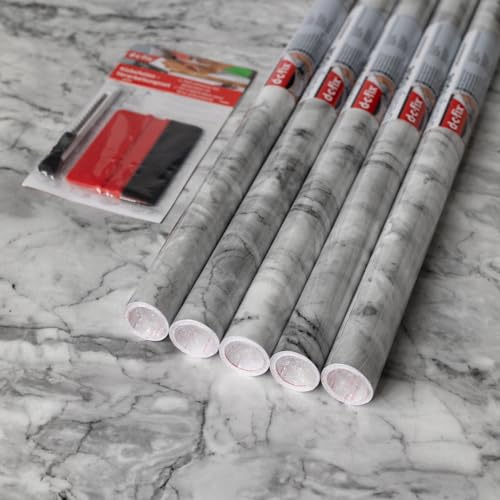 67.5cm x 2m (Pack of 5 + App Kit) d-c-fix Marble Romeo Grey Sticky Back Plastic Vinyl wrap Film (346-8149)