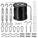 String Lights Hanging Kit,Globe String Lights Suspension Kit,Outdoor Light Guide Wire,Includ 164 FT Nylon-Coated Stainless Steel Wire Rope Cable,Turnbuckle and Hooks,Enough Accessories,Use Manual